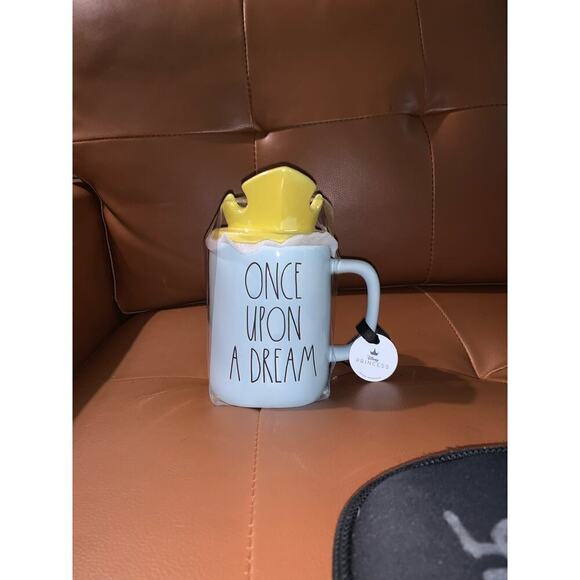 Rae Dunn ONCE UPON A DREAM Mug - Double sided Blue Gold Princess Crown topper - Picture 4 of 5